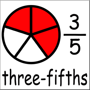 Clip Art: Labeled Fractions: 05 3/5 Three Fifths Color