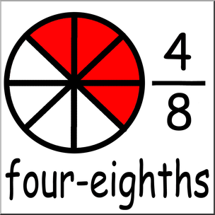 Clip Art: Labeled Fractions: 08 4/8 Four Eighths Color
