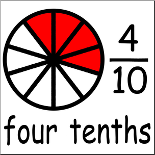 Clip Art: Labeled Fractions: 10 4/10 Four Tenths Color