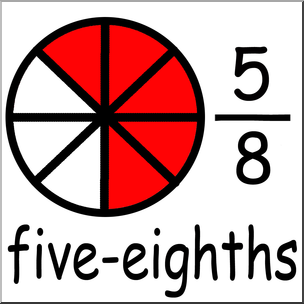 Clip Art: Labeled Fractions: 08 5/8 Five Eighths Color