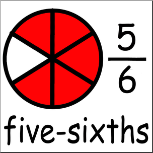 Clip Art: Labeled Fractions: 06 5/6 Five Sixths Color