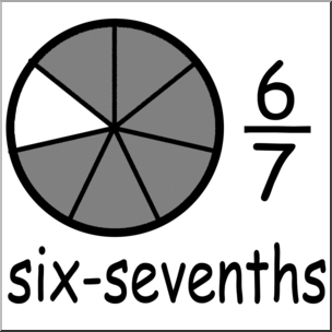 Clip Art: Labeled Fractions: 07 6/7 Six Sevenths Grayscale