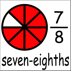 Clip Art: Labeled Fractions: 08 7/8 Seven eighths Color