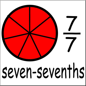 Clip Art: Labeled Fractions: 07 7/7 Seven Sevenths Color