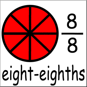 Clip Art: Labeled Fractions: 08 8/8 Eight Eighths Color