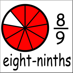 Clip Art: Labeled Fractions: 09 8/9 Eight Ninths Color