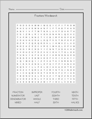 Word Search: Fractions Vocabulary