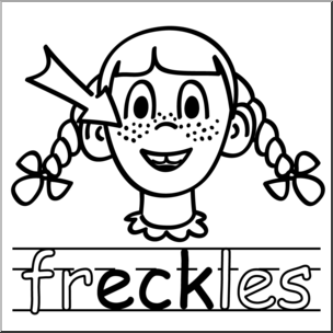 Clip Art: Basic Words: -eck Phonics: Freckles B&W