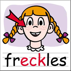 Clip Art: Basic Words: -eck Phonics: Freckles Color