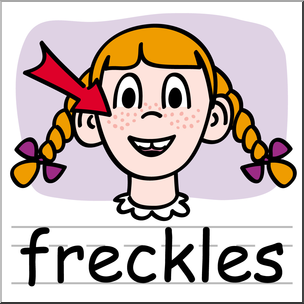 Clip Art: Basic Words: Freckles Color Labeled