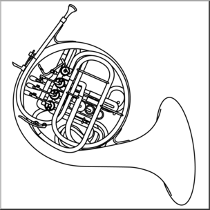 Clip Art: French Horn B&W