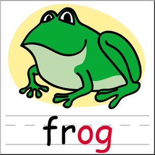 Clip Art: Basic Words: -og Phonics: Frog Color