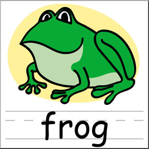 Clip Art: Basic Words: Frog Color Labeled