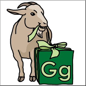 Clip Art: Alphabet Animals: G – Goats Gets a Gift Color