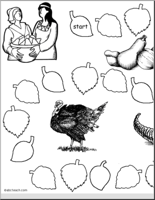 Game Board: Thanksgiving (30 spaces; b/w version)
