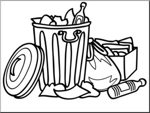 Clip Art: Basic Words: Garbage (coloring page)
