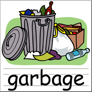 Clip Art: Basic Words: Garbage Color Labeled