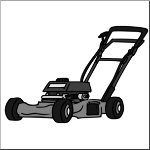 Clip Art: Gasoline Lawn Mower Grayscale
