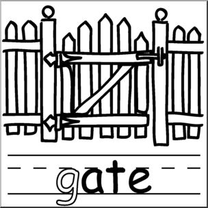Clip Art: Basic Words: -ate Phonics: Gate B&W