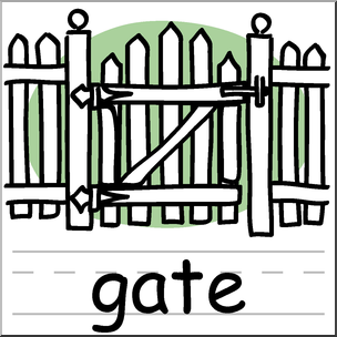 Clip Art: Basic Words: Gate Color Labeled