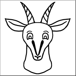 Clip Art: Cartoon Animal Faces: Gazelle B&W