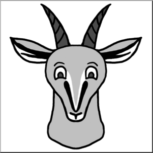Clip Art: Cartoon Animal Faces: Gazelle Grayscale