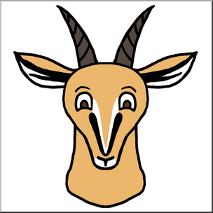 Clip Art: Cartoon Animal Faces: Gazelle Color