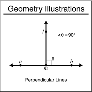 Clip Art: Geometry Illustration: Perpendicular Lines B&W