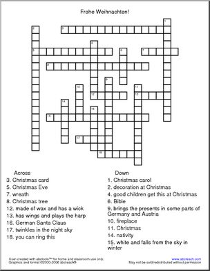 German: Crossword – Christmas