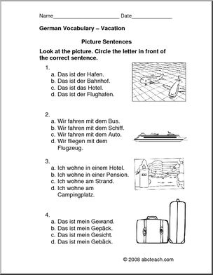 German: Picture Sentences – Vacation
