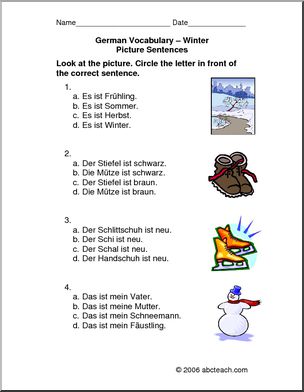 German: Picture Sentences – Winter