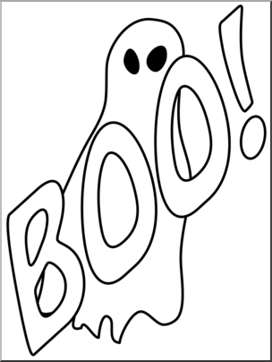 Ghost 01 B&W Clip Art
