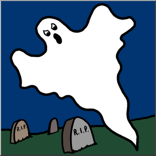 Clip Art: Ghost in Cemetery Color