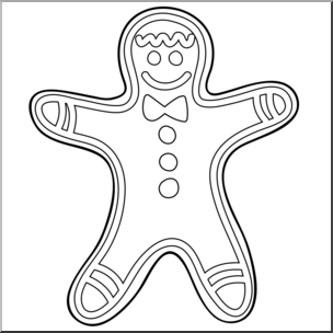 Clip Art: Gingerbread Man B&W