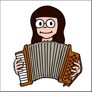 Clip Art: Girl Playing Accordion Color