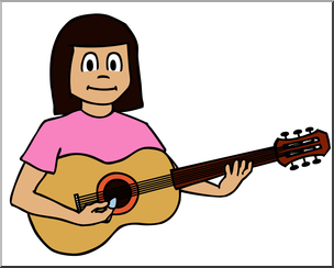Clip Art: Girl Playing Guitar Color