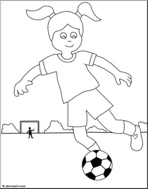 Clip Art: Kids: Soccer Player B&W