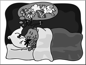 Clip Art: Kids: Sleeping Girl Grayscale