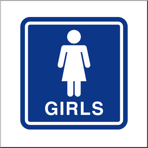 Clip Art: Signs: Restroom: Girls Color