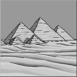 Clip Art: Giza Pyramids Grayscale