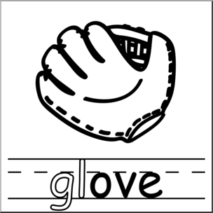 Clip Art: Basic Words: -ove Phonics: Glove B&W
