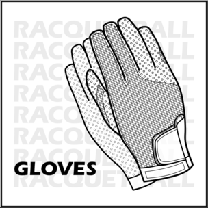 Clip Art: Racquetball Gloves 2 B&W