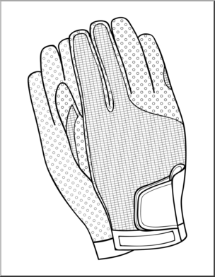 Clip Art: Racquetball Gloves 1 B&W