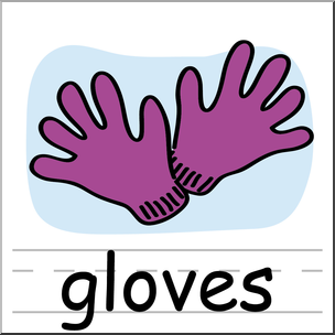 Clip Art: Basic Words: Gloves Color Labeled