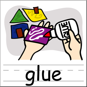 Clip Art: Basic Words: Glue Color Labeled