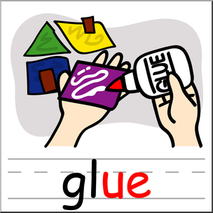 Clip Art: Basic Words: -ue Phonics: Glue Color