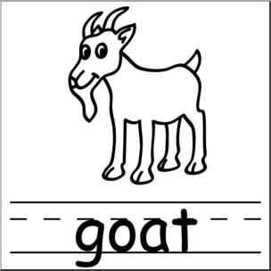 Clip Art: Basic Words: Goat B&W Labeled