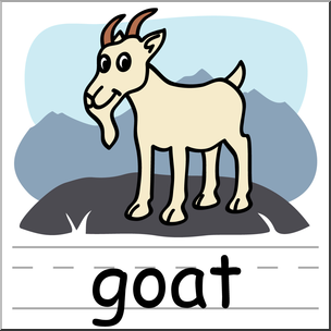 Clip Art: Basic Words: Goat Color Labeled