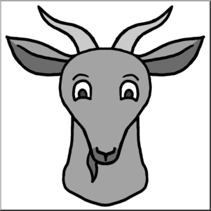Clip Art: Cartoon Animal Faces: Goat Grayscale