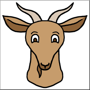 Clip Art: Cartoon Animal Faces: Goat Color